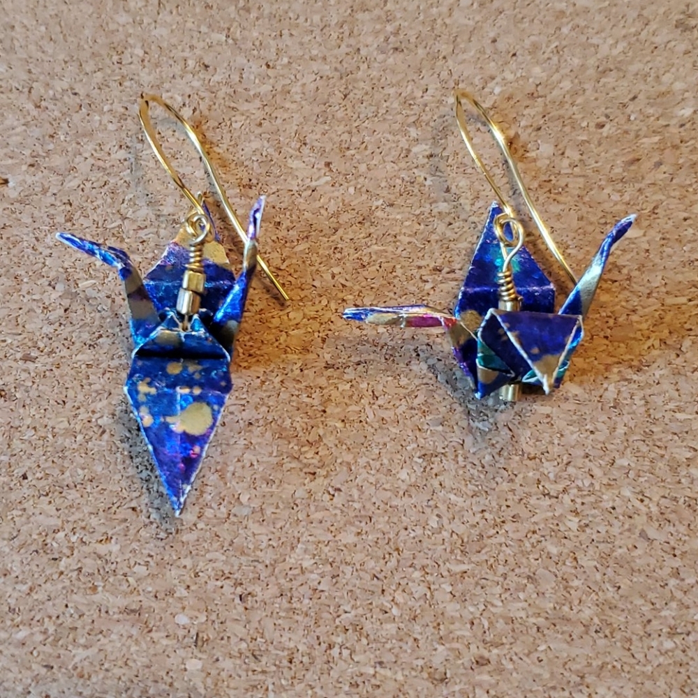 Hand Made Origami Earrings - Picture 2 of 4